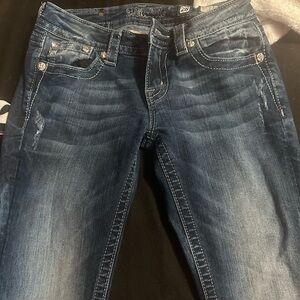 Miss Me Blue Skinny Jeans with Faded Wash